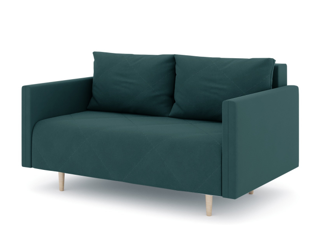 Диван-кровать "Mille (Милле)" двухместный с подлокотниками, велюр Зара Изумруд