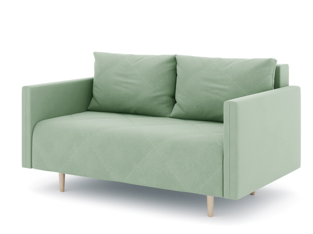 Диван-кровать "Mille (Милле)" двухместный с подлокотниками, велюр Зара Минт 14