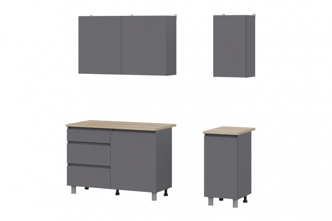 Кухня 1,6м "Денвер", графит серый/дуб сонома