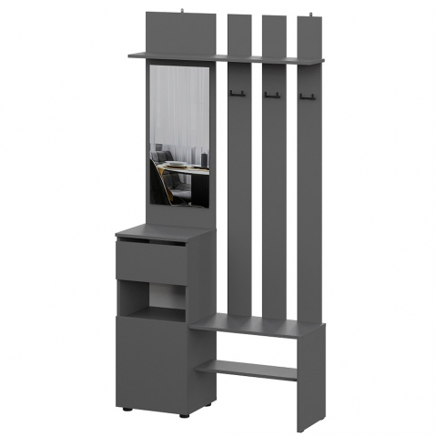 Вешалка с зеркалом "Денвер", графит серый