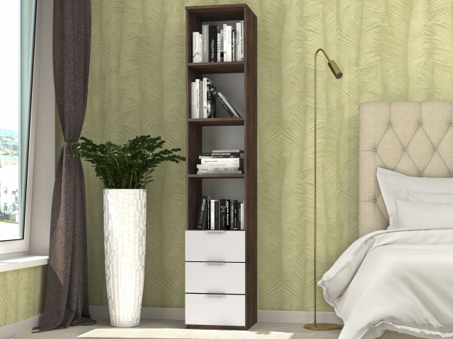 Стеллаж "Марсель 1" дуб апрель темный/белый