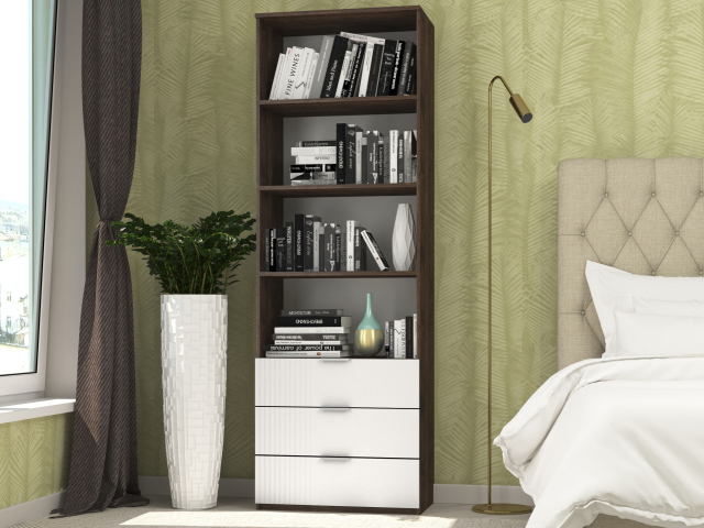 Стеллаж "Марсель 2" дуб апрель темный/белый