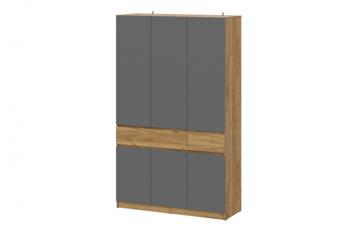 Шкаф трехстворчатый "Авиньон" дуб крафт золотой/графит серый