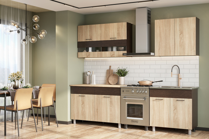 Кухня "Босфор" 2,0м, дуб венге/дуб сонома