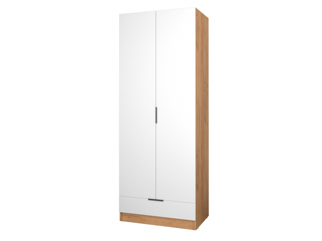 Шкаф распашной "Бруно-2.2" дуб крафт золотой/белый