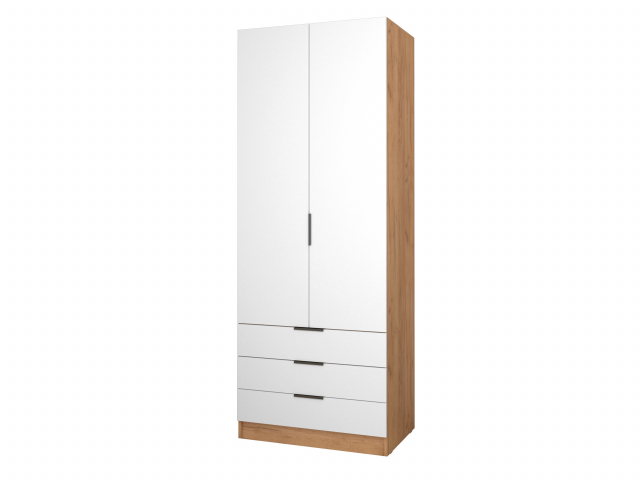 Шкаф распашной "Бруно-2.4" дуб крафт золотой/белый