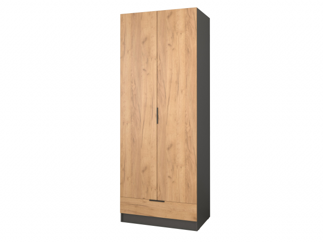 Шкаф распашной "Бруно-2.7" дуб крафт золотой/антрацит