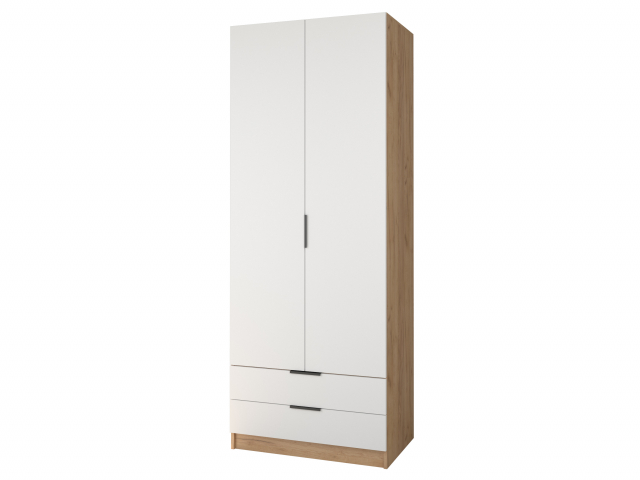 Шкаф распашной "Бруно-2.8" дуб крафт золотой/белый