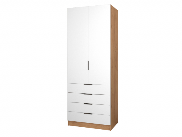 Шкаф распашной "Бруно-2.10" дуб крафт золотой/белый