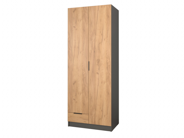 Шкаф распашной "Бруно-2.12" дуб крафт золотой/антрацит