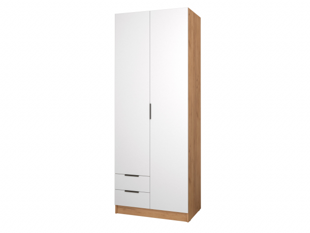 Шкаф распашной "Бруно-2.13" дуб крафт золотой/белый