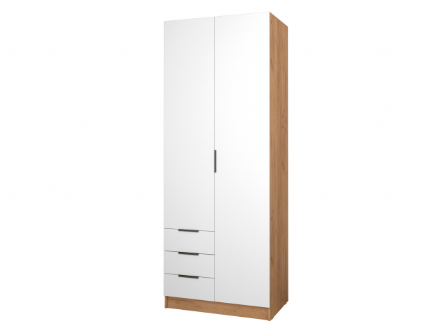 Шкаф распашной "Бруно-2.14" дуб крафт золотой/белый