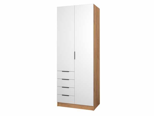 Шкаф распашной "Бруно-2.15" дуб крафт золотой/белый