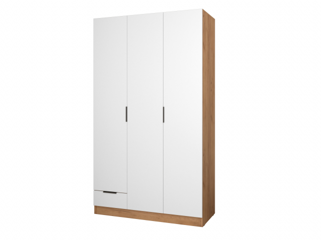 Шкаф распашной "Бруно-3.2" дуб крафт золотой/белый
