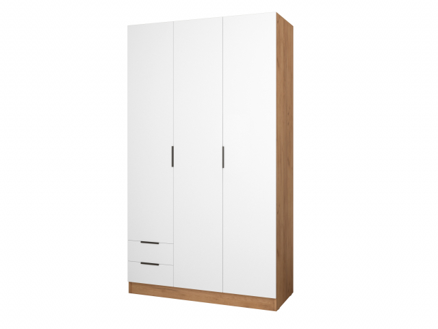 Шкаф распашной "Бруно-3.3" дуб крафт золотой/белый