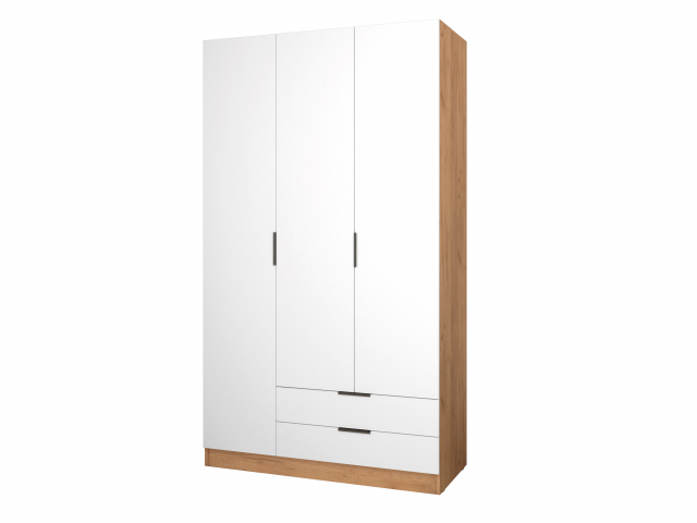 Шкаф распашной "Бруно-3.7" дуб крафт золотой/белый