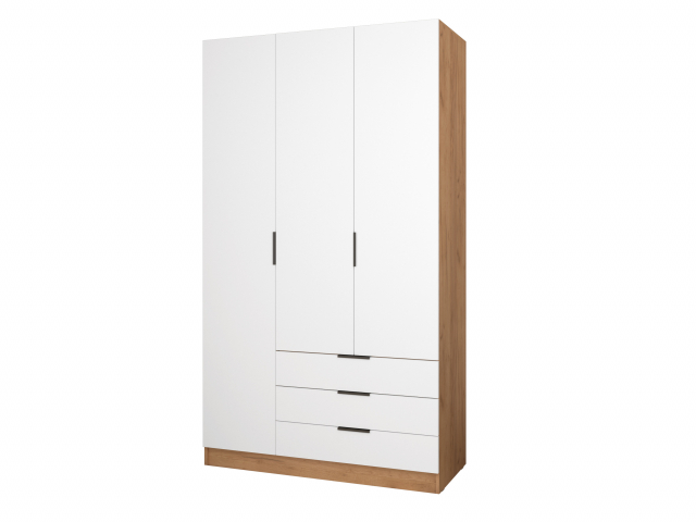 Шкаф распашной "Бруно-3.8" дуб крафт золотой/белый