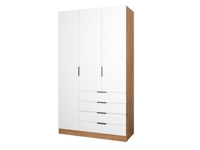 Шкаф распашной "Бруно-3.9" дуб крафт золотой/белый