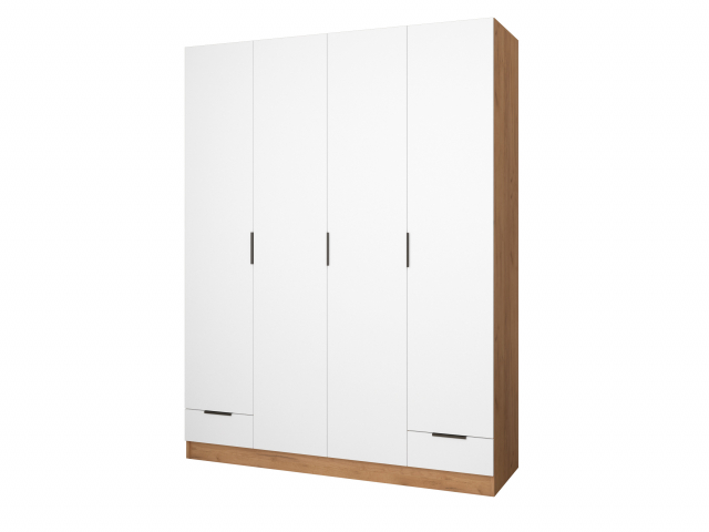 Шкаф распашной "Бруно-4.2" дуб крафт золотой/белый