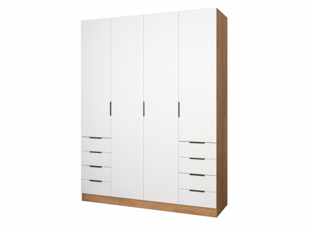 Шкаф распашной "Бруно-4.5" дуб крафт золотой/белый