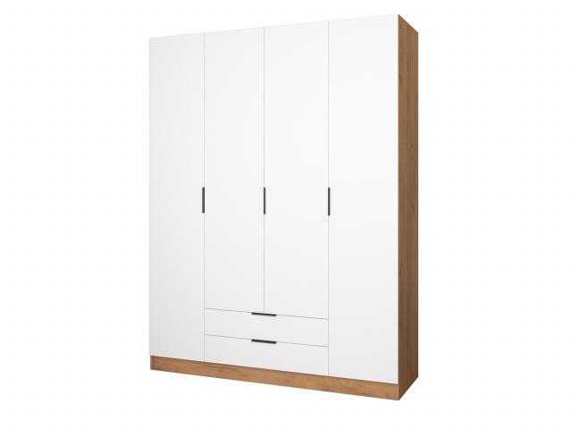 Шкаф распашной "Бруно-4.7" дуб крафт золотой/белый