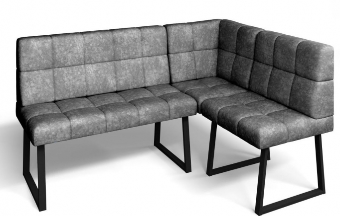 Кухонный угловой диван "Реал" велюр графит, черный муар