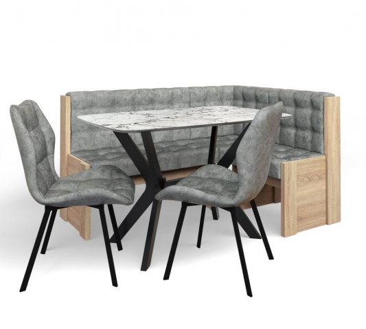 Кухонный набор "Квадро"(скамья дуб сонома)+2 стула Рим+стол Неаполь