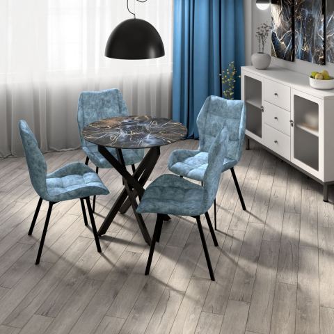 Обеденный комплект из стола "Монако" (СМ-5) и 4 стульев "Рим" (велюр лагуна)