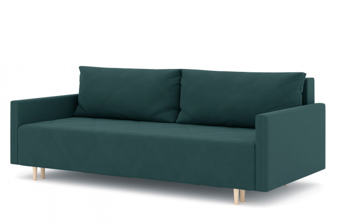 Диван-кровать "Mille (Милле) с подлокотниками" еврокнижка, велюр Зара Изумруд