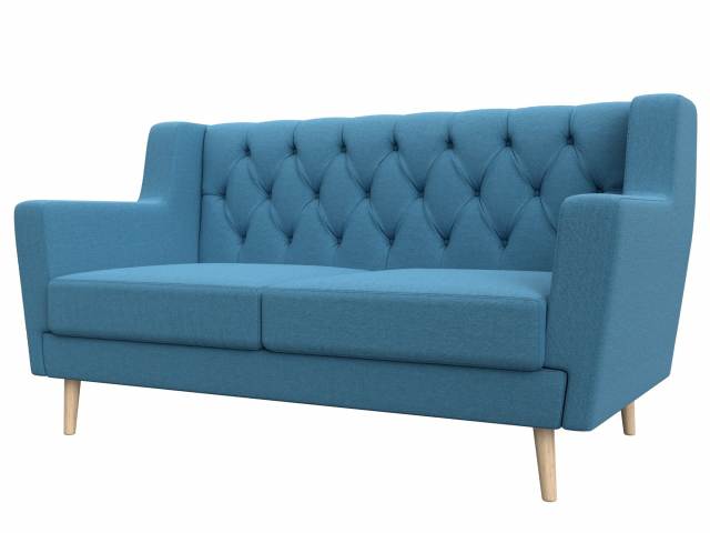 Диван кухонный "Брайтон Люкс" 2-местный, рогожка Амур голубой, 123184