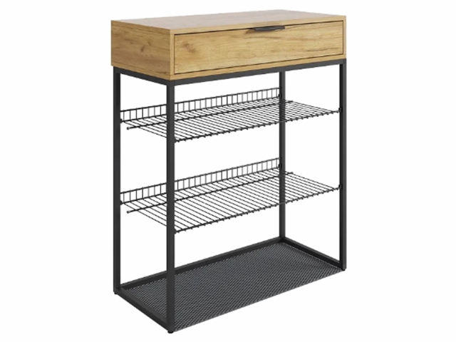 Обувница "Краш", черный муар/дуб крафт золотой