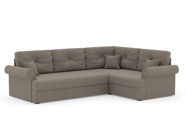 Угловой диван-кровать "Мирта", велюр Зара Лайт Браун 05