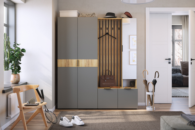 Прихожая "Бери К3" дуб крафт золотой/графит