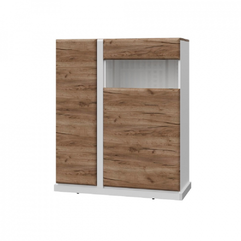 Тумба высокая "Соренто 03", белый шелк/Tobacco (Тобакко)-craft (крафт)