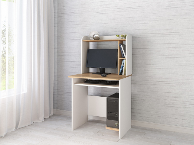 Компьютерный стол "Грета-1", белый/дуб крафт золотой