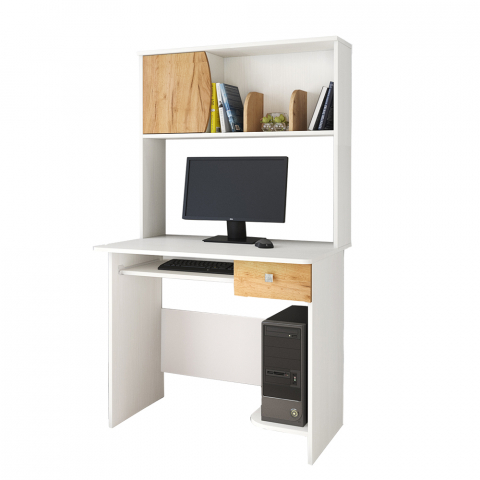 Компьютерный стол "Грета-4", белый/дуб крафт золотой