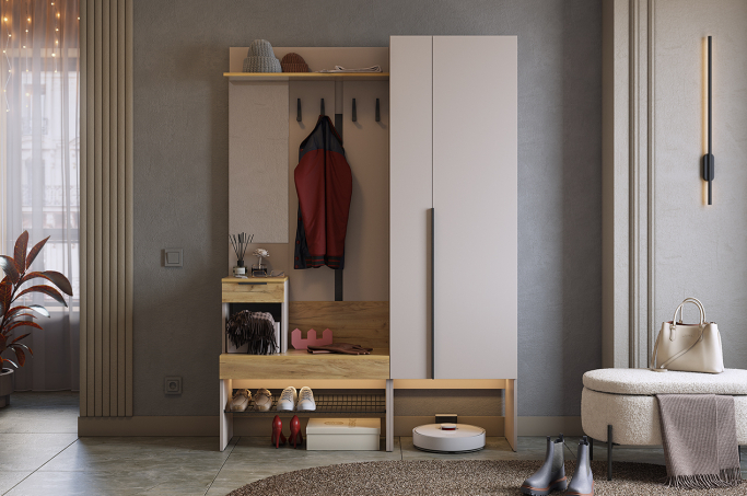 Прихожая "Баско К2", кашемир/дуб крафт золотой