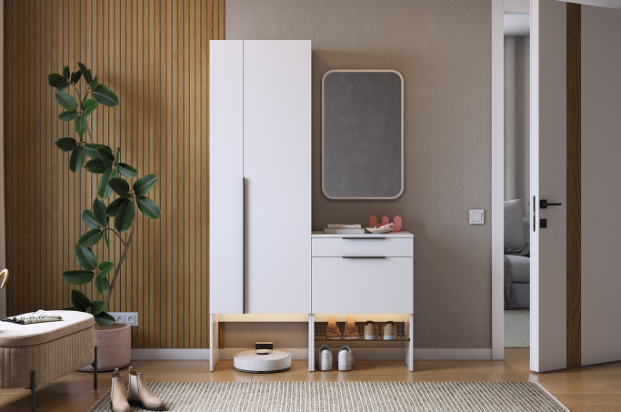 Прихожая "Баско К8", белое дерево/черный