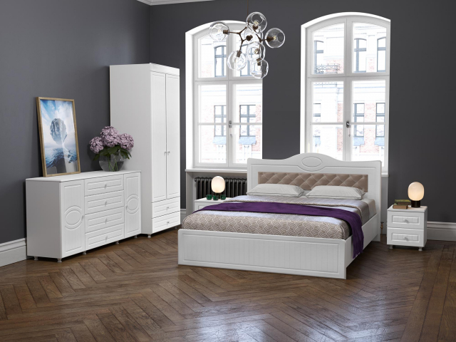 Спальня "Монако" комплектация 2, белое дерево