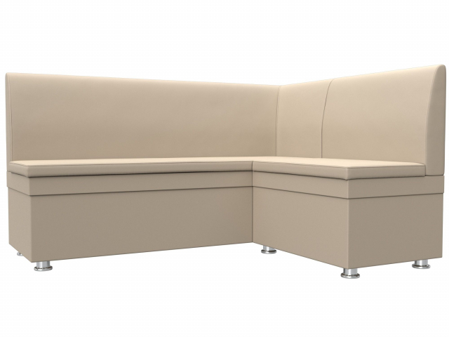 Диван кухонный угловой "Уют" правый угол, бежевая экокожа, 28383