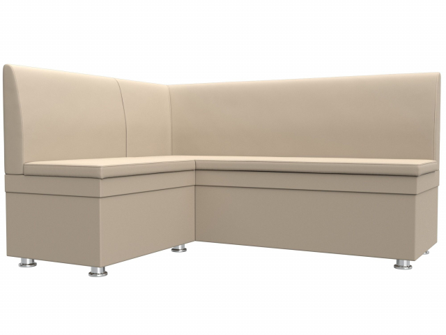 Диван кухонный угловой "Уют" левый угол, бежевая экокожа, 28383L