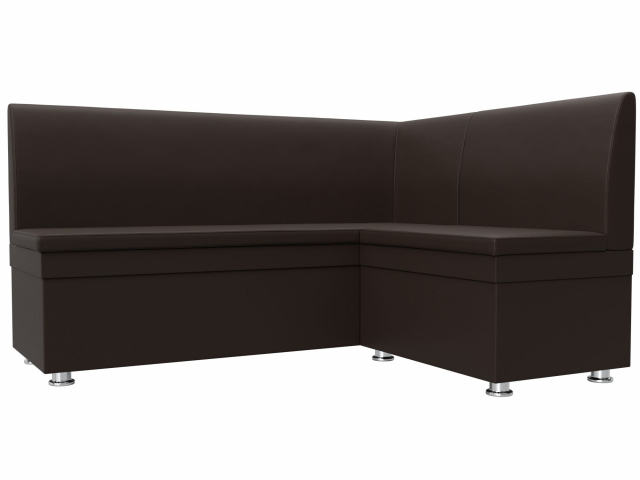 Диван кухонный угловой "Уют" правый угол, коричневая экокожа, 28385