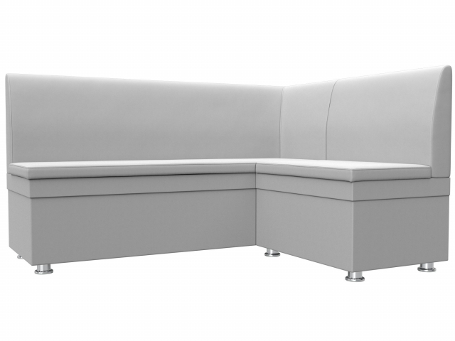 Диван кухонный угловой "Уют" правый угол, белая экокожа, 28384