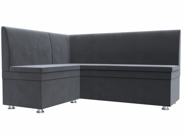 Диван кухонный угловой "Уют" левый угол, серый велюр, 109627L