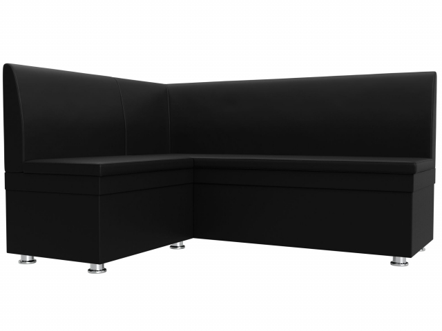 Диван кухонный угловой "Уют" левый угол, черная экокожа, 28387L