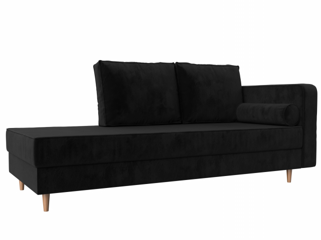 Кушетка "Прайм" угол правый, черный велюр, 100879