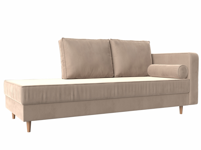 Кушетка "Прайм" угол правый, бежевый велюр, 100873