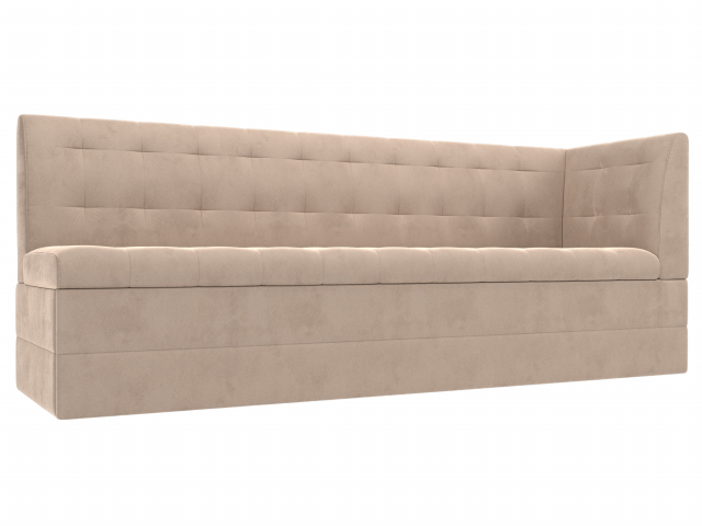 Кухонный диван-кровать "Бриз" с углом справа, велюр бежевый, 106969