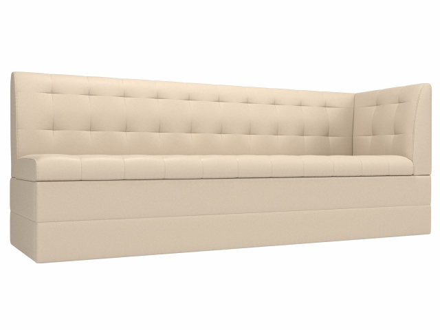 Кухонный диван-кровать "Бриз" с углом справа, бежевая экокожа, 100386