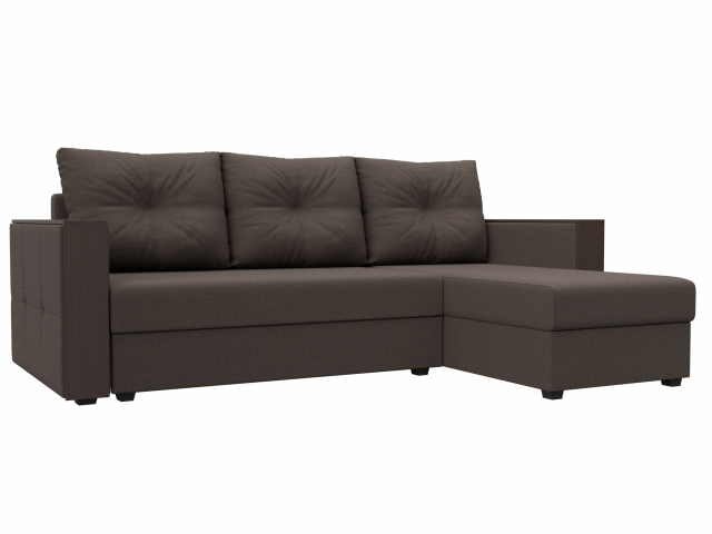 Угловой диван-кровать "Валенсия лайт" правый угол, рогожка Амур коричневый, 125971